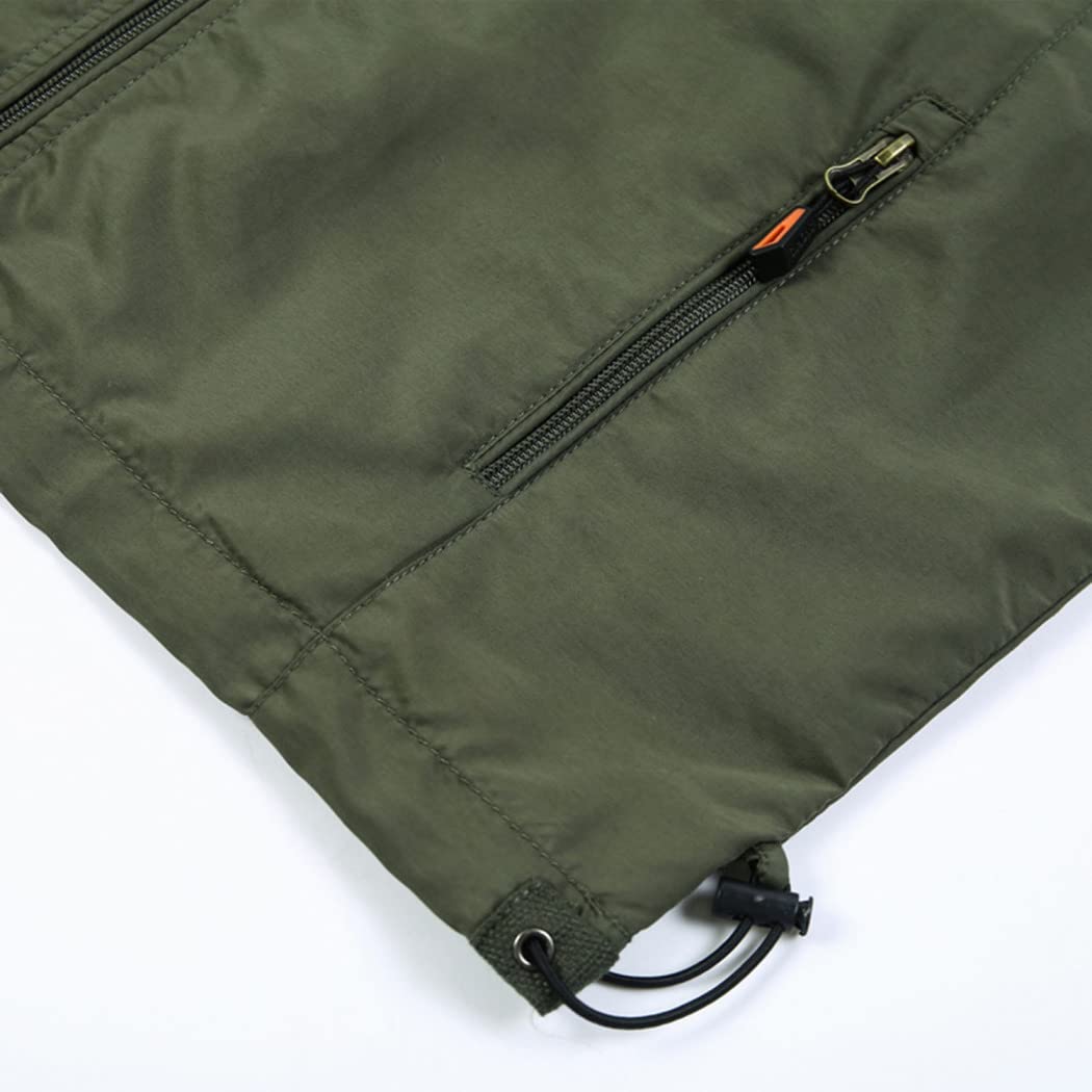 Chaleco para Hombre Chaleco Multibolsillos Sin Mangas Cuello Alto Chaqueta Exterior De Secado Rápido para Fotógrafos Periodistas Pescadores
