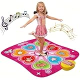 PLAMILOY Dance Mat for Kids, Light-up Rhythm Step Game Mat, Electronic Music Game Pad with LED Lights, Built-in Music, 5 Challenge Levels, Adjustable Volume, Ideal Gift for Girls Boys Ages 3-12