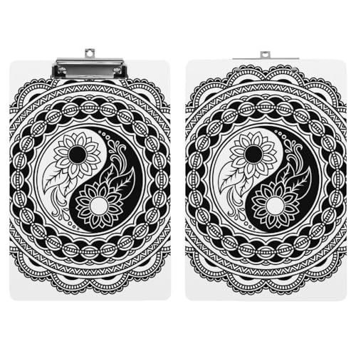 Porte bloc A4 avec pince planchettes mandala noir et blanc porte document