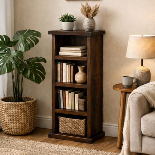 Image of ANGEL FURNITURE Sheesham Wood Bookshelf (Small, Walnut Finish)