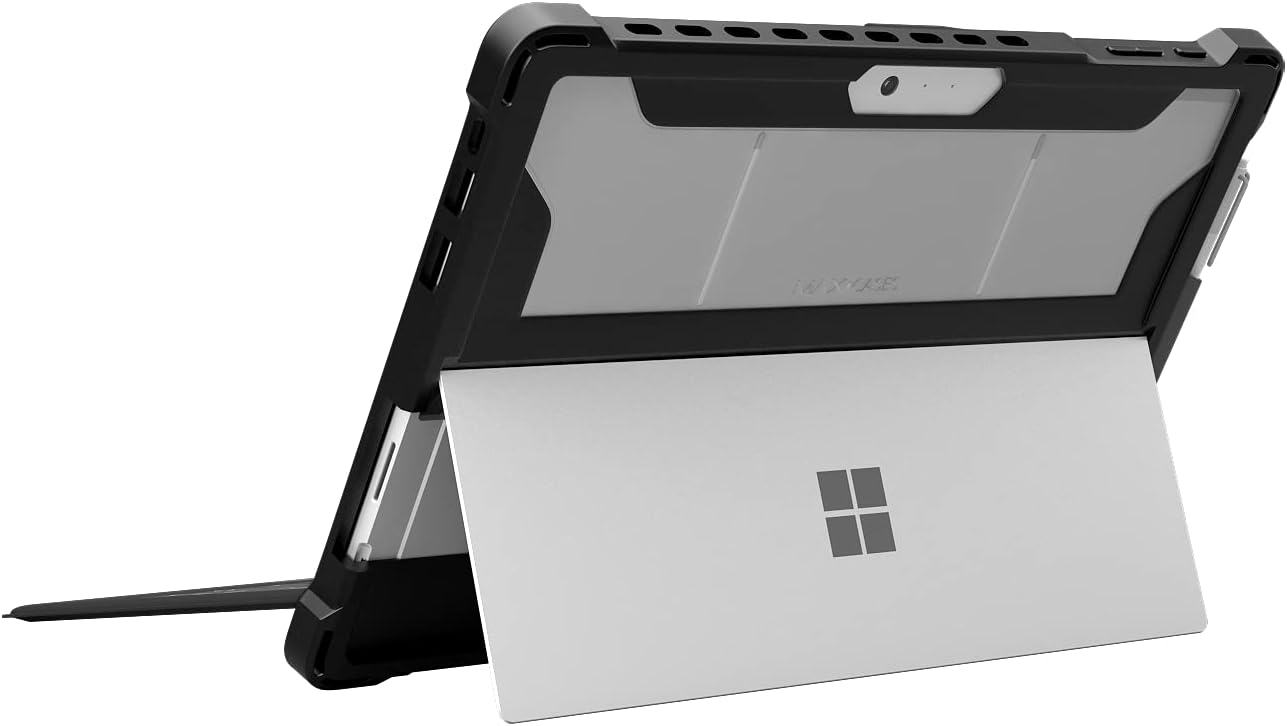 MAXCases Extreme Shell Case Protects Microsoft Surface Pro 5/6/7 Only - Slim Rugged Durable Lightweight with Reinforced Corners and Shock-Absorbing Silicone, Stylus Pen Holder (Black)