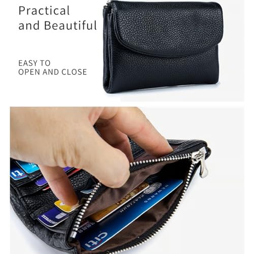 Presencte Wallet, Joyfullygo Wallet, Unisex Pebble Leather Wallet, 5.3in Short Genuine Leather Coin Card Holder, Soft Leather Wallets for Women, Small Compact Bifold Pocket Purs (U) 5