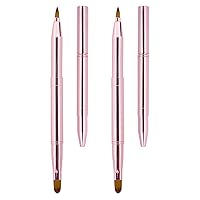 Vista 7 de Unaone Paquete de 2 cepillos de labios para lápiz labial, cepillos de labios retráctiles, cepillo de maquillaje de doble punta para brillo de labios