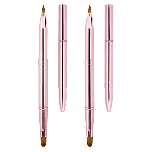 Unaone 2 Pack Pincel para lápiz labial, pinceles retráctiles para labios, pincel de maquillaje de doble punta para lápiz labial y brillo labial,