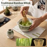 Matcha-Schneebesen-Set, 9-teiliges Matcha-Schneebesen und Schüssel-Set, Ständer, Löffel, Schaufel, Halter, Sieb, Geschirrtuch, Eiskugelform, komplettes Starter-Set für Matcha, Teezeremonie und – Ansicht 5