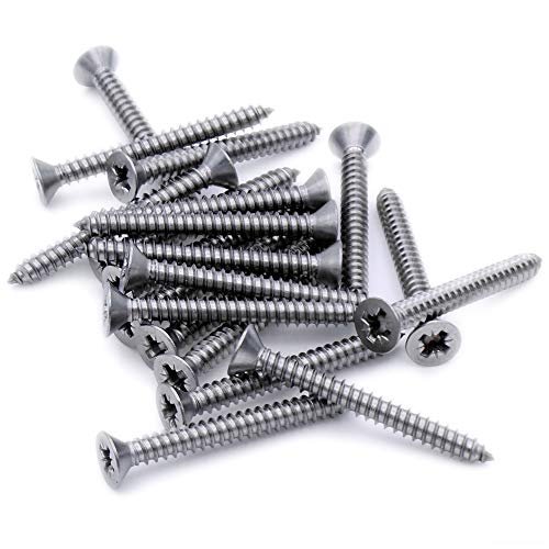No.14 x 0.75 (6.3mm x 19mm) Pozi Countersunk Self-Tapping Screw - Stainless Steel (A2) (Pack of 20)