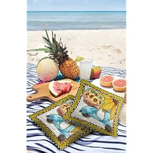 Outdoor Throw Pillow Cover Farmhouse Motorcycle with Sunflowers Waterproof Cushion Covers 2 Pack Chic Buffalo Lattice Border Pillow Cases Home Decoration for Patio Garden Couch Sofa