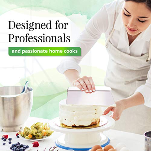 Bleteleh Large Bench / Dough / Cake Scraper, Icing Smoother Spreader, 10-Inch Long Stainless Steel Blade, With White Polypropylene Handle #TOP2