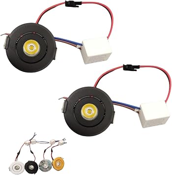 2pcs Recessed Lighting DC 12V 1W Mini LED Recessed Ceiling Downlight Kit Opening 1.7-1.8in Ceiling Light AluminumBlack,Warm White_1W