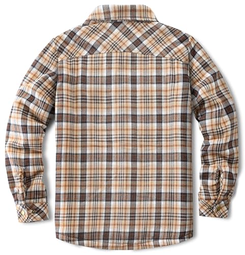 Image of Men's Sherpa Cotton Flannel Shirt Jacket Plaid Button Coat Pocket