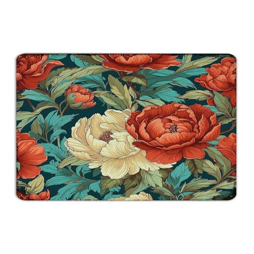 Panneau en métal pivoine rouge chinoiserie plaque murale 30x45