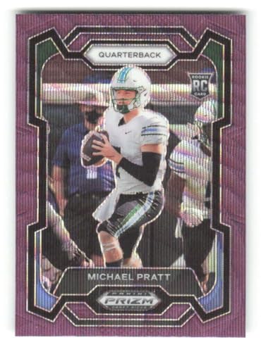 2024 Panini Prizm Draft Picks Prizms Purple Wave #144 Michael Pratt Tulane Green Wave NCAA Football Trading Card