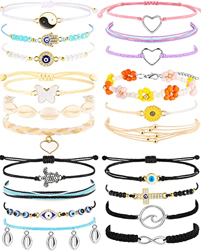 Yeezii 20 Pieces String Bracelets For Women Teen Girls, Boho Waterproof Adjustable Evil Eye Bracelets Pack, Cute Mexican Handmade Friendship Bracelets Preppy Jewelry #TOP15