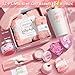 YFONG Birthday Gifts for Women Self Care Get Well Soon Gift Baskets, 12PCS Valentines Day Gifts for Her, Spa Gift Basket for Mom, Wife, Girlfriend, Friends, Pink, Thank You Gift Relaxing - Rose