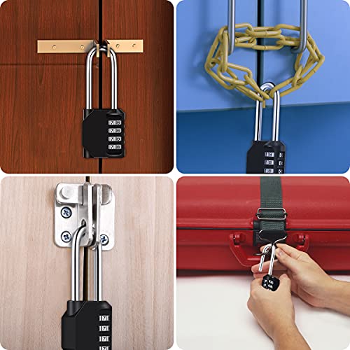 Foto von Diyife 2 Stück 4-Stelliges Lange Schäkel Zahlenschloss, 6,7 cm Schäkel Wetterfestes Kombinationsschloss, Vorhängeschloss, Metall & Plated Steel, für Schule, Gym Locker, Hasp Cabinet & Storage