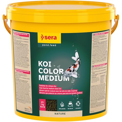 sera koi Color Medium 21 L 7 KG | alimento Natural Que Potencia los Colores, para Kois de Colores vistosos de Entre 12 y 25 cm | granulado Flotante 21.000 ml 7.000 g