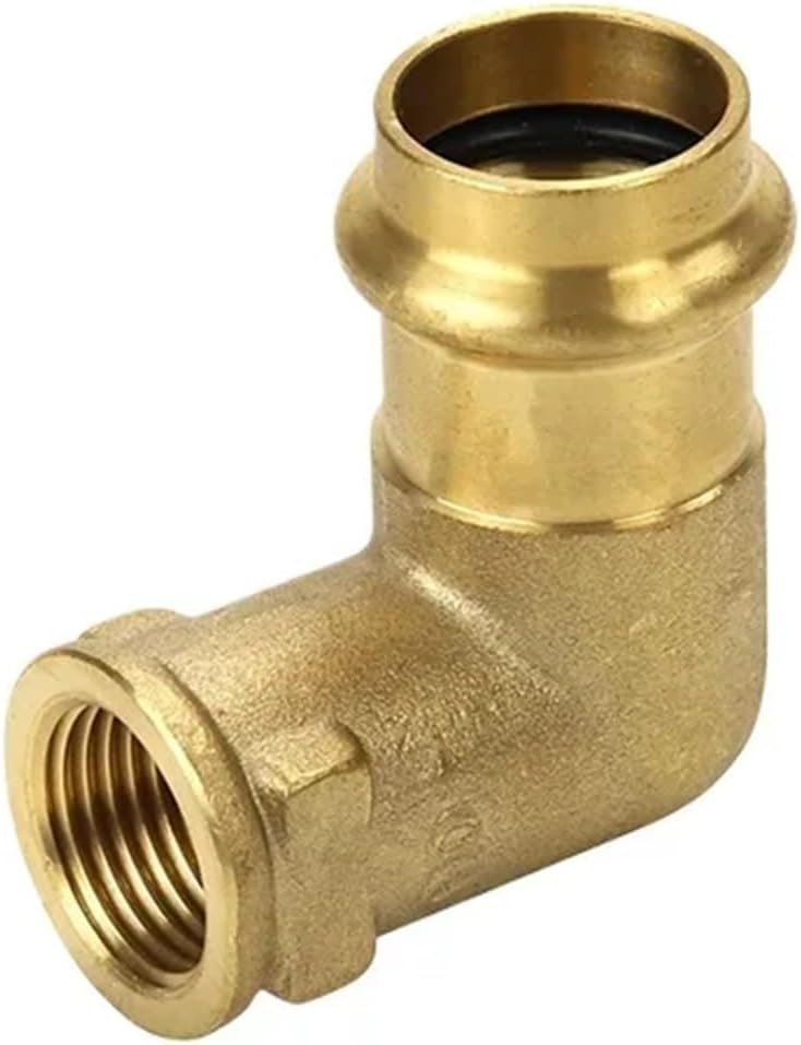 15-22mm 4inch Brass Copper Female Thread Elbow Repair Connector Pipe Fitting Single-clamp Compression(Tan) Plumbing Fittings