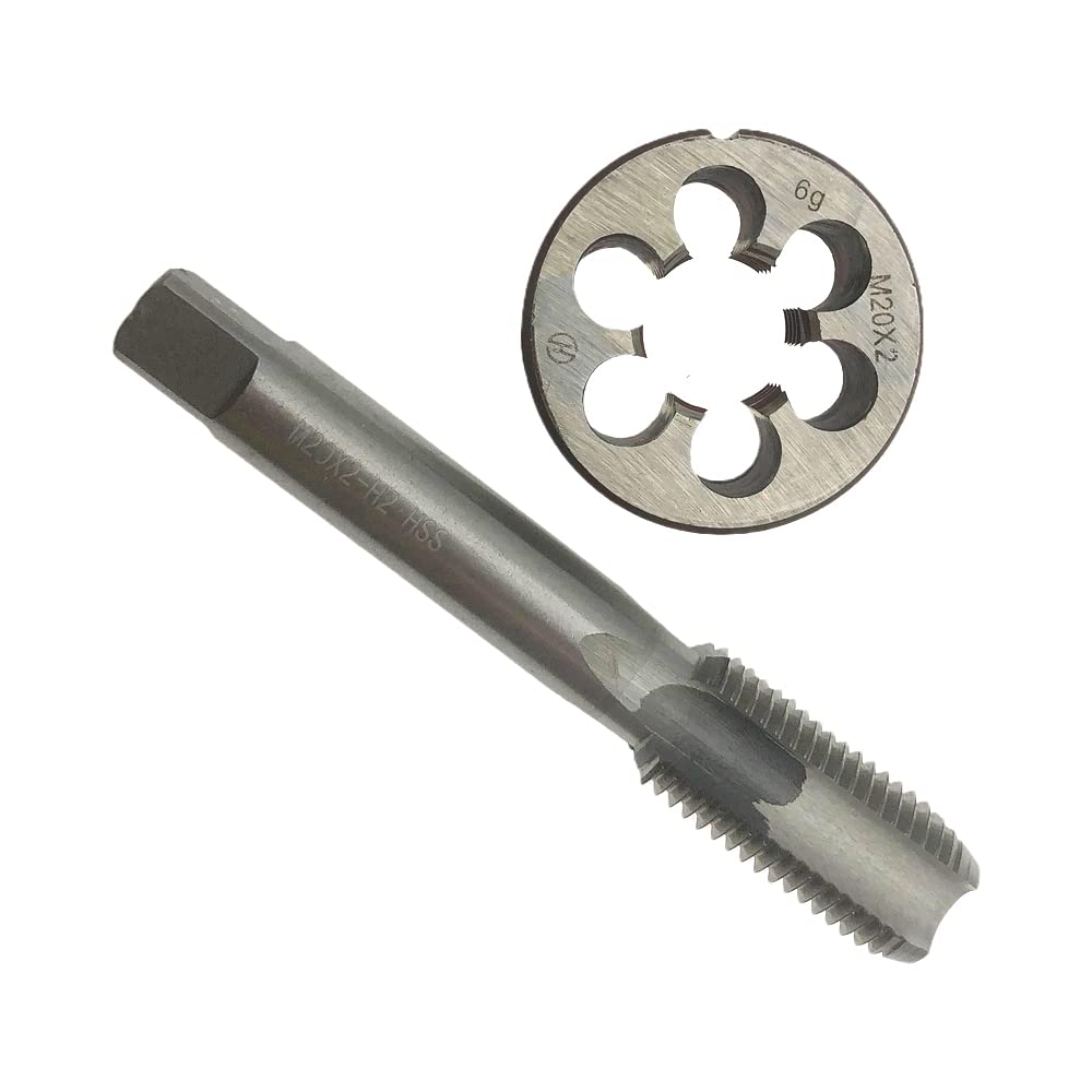 Juego de machos y terrajas métricos M20X2, mano derecha, machos y terrajas M20 x 2, herramienta de roscado a máquina de estrías rectas, machos y terrajas de rosca M20X2, mano derecha, machos y terra