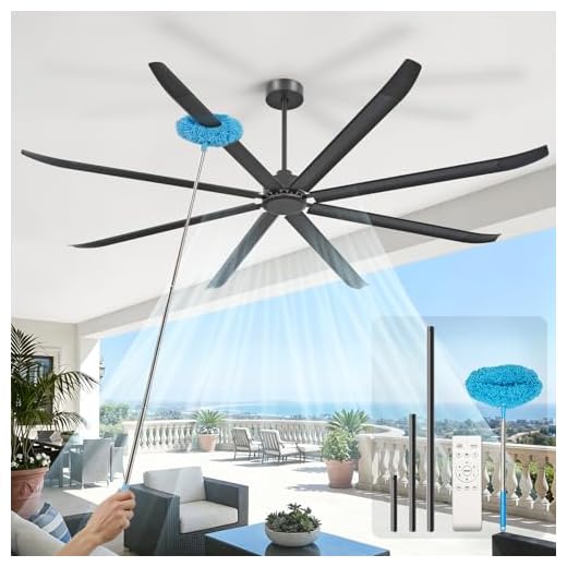 84 Inch Industrial Ceiling Fan No Light, HVLS Large Commercial Ceiling Fan With Remote,6 Speed Timer, 8 Aluminum Blades, Reversible DC Motor, 3 Downrods, Black Ceiling Fan for Patio,Shop,Garage,Gym
