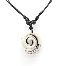 Spiral Koru Necklace Maori Tribal Necklace for Men Women,Adjustable Black Rope Cord Necklace
