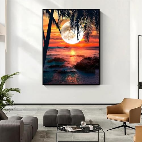 Peinture sur toile de lac de lune KEBIA 35x50 cm décoration murale sans cadre