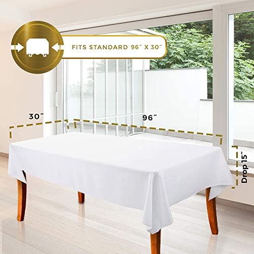 Wealuxe White Tablecloth 60X126 - White Table Clothes For 8 Foot Rectangle Tables, Stain And Wrinkle Resistant Washable Fabric [2 Pack] #TOP2