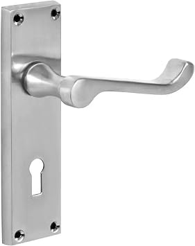 Designer Levers - Pair of Victorian Scroll Lever Door Handles Satin Chrome Lockable Door Handles