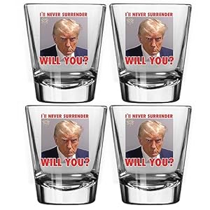 Trump Mugshot Shot Glass | Trump Lovers Gift | Gift for Him – Set of 4 (2 oz)