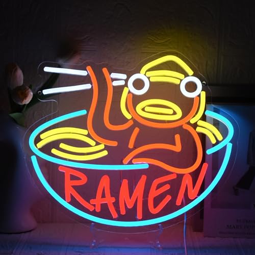 Image of Ramen Neon Sign Noodle LED Neon Lights Dimmable Ramen Neon Light Sign Cartoon LED Neon Signs for Noodle Kitchen Restaurant Pub Home Room Cafe Club Shop Sign Decor