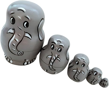 Amazon クリニーク 手描き 象 動物 木製 ロシア 人形 マトリョーシカ かわいい 工芸品 装飾 贈り物 民芸品 おもちゃ