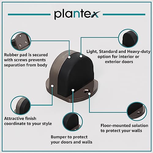 Image of Plantex Premium Floor Mounted Door Buffer /Sound Dampening Rubber Buffer for Bed Room /Living Room /Kitchen /Bathroom Door /Stops for Door - Pack of 1 (Satin Black)