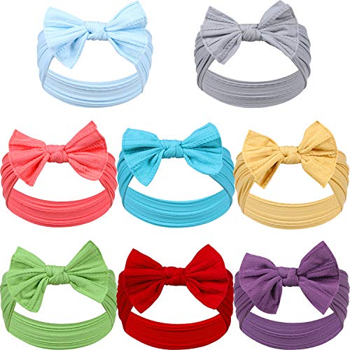 Gacimy Baby Girl Headbands Knotted Hair Bows Nylon Elastic Turban Headwrap Accessories