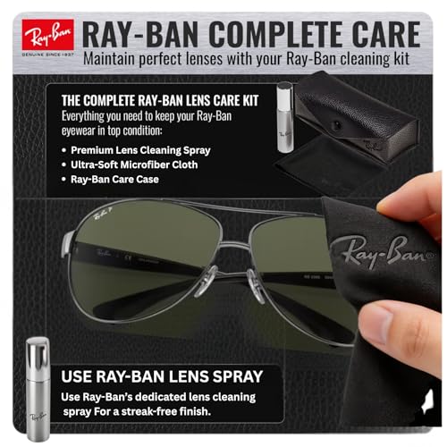 Image of Ray-Ban RB3386 Pilot Shaped Sunglasses for Men with Official RAYBAN Eyewear Kit