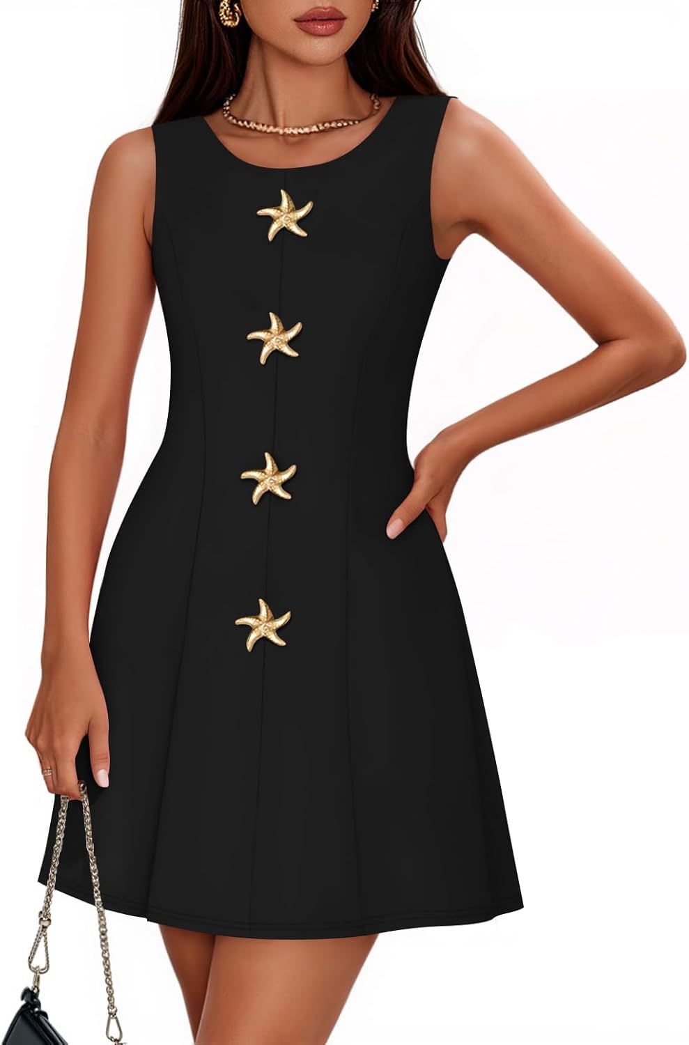 ZESICA Women's Sleeveless Cocktail Short Dress 2026 Summer Elegant Crewneck Formal Business Club Party Mini Dresses