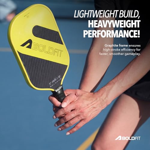 Image of Boldfit Pickle Ball Racket Set 16 mm Fibreglass Surface Pickleball Paddle 1 Pair & 3 Balls Racket with Hexacore Structure 2 pcs Racquet & 3 pcs Pickle Ball with Drawstring Bag Kit Pickleball Set