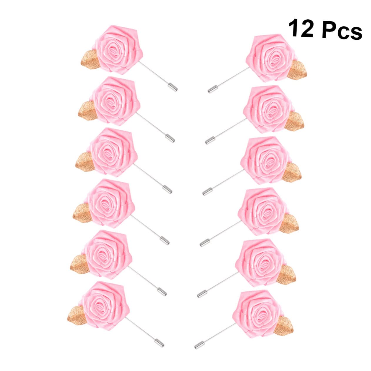 SHERCHPRY 24 broches de novia para novio, ramillete de flores, pin de flores, tela hecha a mano, satén