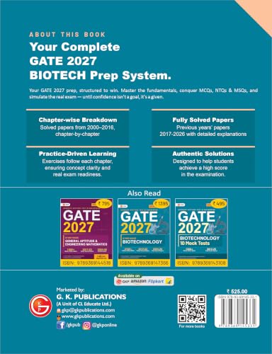 Image of GATE 2027 Biotechnology - 27 Years Chapter-Wise & Year-Wise Solved Papers (2000-2026) | Dr. Prabhanshu Kumar, Dr. Pawan Kr. Maurya, Er. Preeti T. Kumar