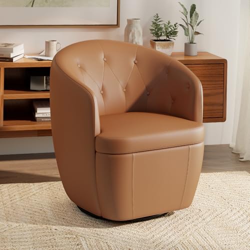 360° Swivel Leather Accent Chair