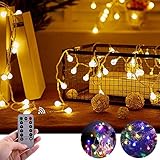 【Lichterkette mit Fernbedienung】IREGRO LED Lichterkette hat eine praktische Fernbedienung, Fernsteuerungsabstand 8 Meter. Mit dieser Fernbedienung können Sie die 8 Lichtermodi und die Helligkeitdieser Lichterkette einstellen.