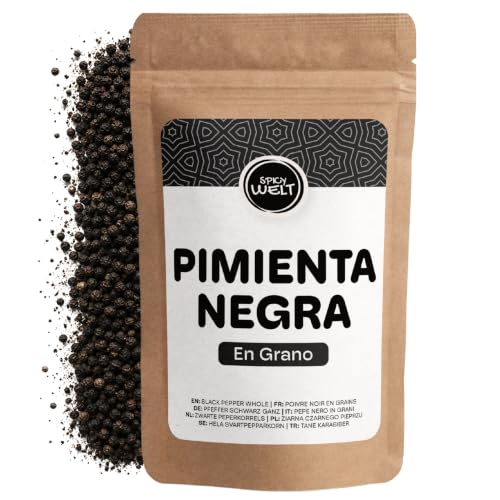 Spicy Welt Pimienta Negra en Grano (1kg) – Granos de Pimienta para Molinillos – para Sopas, Salsas & Verduras Asadas | Aromático, Intenso & Fresco | 100% Natural, Sin Aditivos