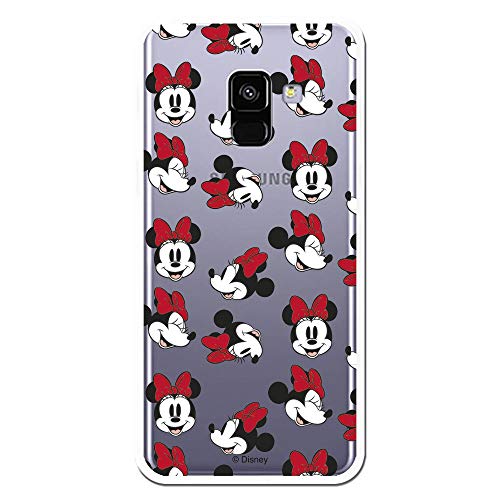 Carcasa Oficial de Disney Minnie Patrón Caras Clear para Samsung Galaxy A8 2018 - A5 2018 - La Casa de Las Carcasas