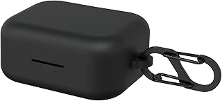 Geekria Silicone Case Cover Compatible with Bang & Olufsen Beoplay EX True Wireless Earbuds, Earphones Skin Cover, Protective Carrying Case with Keychain Hook, Charging Port Accessible (Black)