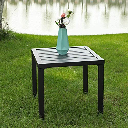 PHI-VILLA-Black-Patio-Table-Metal-Square-Coffee-Tea-Bistro-Table-Small-Side-End-Adjustable-Outdoor-Furniture-TableBlack PHI VILLA Black Patio Table Metal Square Coffee Tea Bistro Table Small Side End Adjustable Outdoor Furniture TableBlack