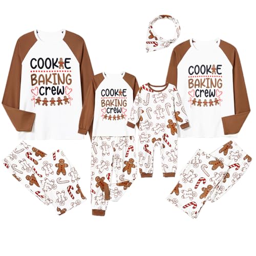 IFFEI Weihnachts Pyjama Passende Familien Pyjama Sets Langarm Schlafanzug Zweiteiler Tops und Pants Hausanzug Kaffee Pet Large