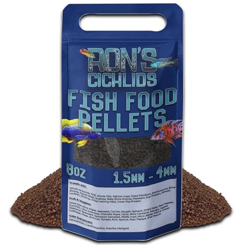RON'S CICHLIDS Adult African Cichlid Fish Food Pellets &ndash; USA Made Slow Sinking Cichlid Pellets...
