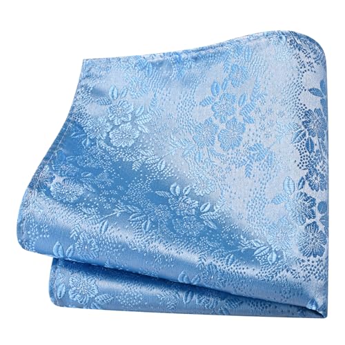 Image of GUSLESON 3.15 inch（8cm） Mens Floral Tie and Lapel Pin Necktie Hankerchief Cufflinks Set for Men