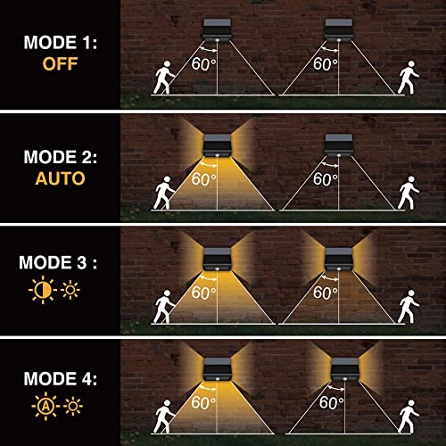 Auraxy Motion Sensor Outdoor Lights, Solar Wall Light With Optical Lens And 3 Modes Lights, Battery Motion Sensor Security Lights, Ip44 Waterproof Solar Lights Outdoor For Garden Patio Yard (2 Pack) #TOP2