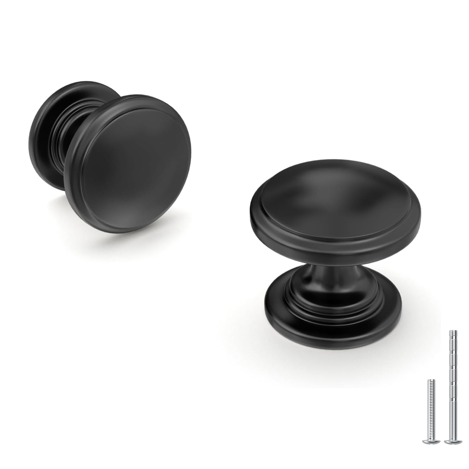 homdiy Round Matte Black Cabinet Knobs (10-Pack)
