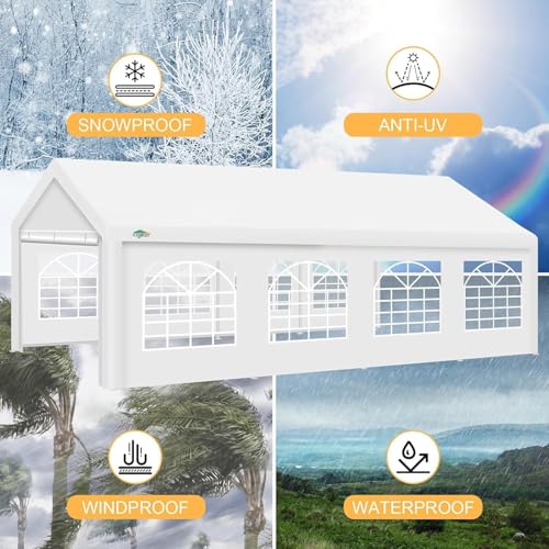 COBIZI 13x26 Heavy Duty Party Tent Outdoor Waterproof Canopy with 10 Church Windows & 8 Sidewalls, Built-in Sandbag, White Powder Coating Commercial Event Shelter Tents for Parties Wedding BBQ Patio by COBIZI - Image 6