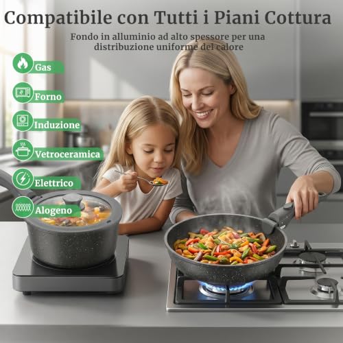 YASHE Pentole induzione 20 pezzi, atossiche, senza PTFE e PFAS - Immagine 5
